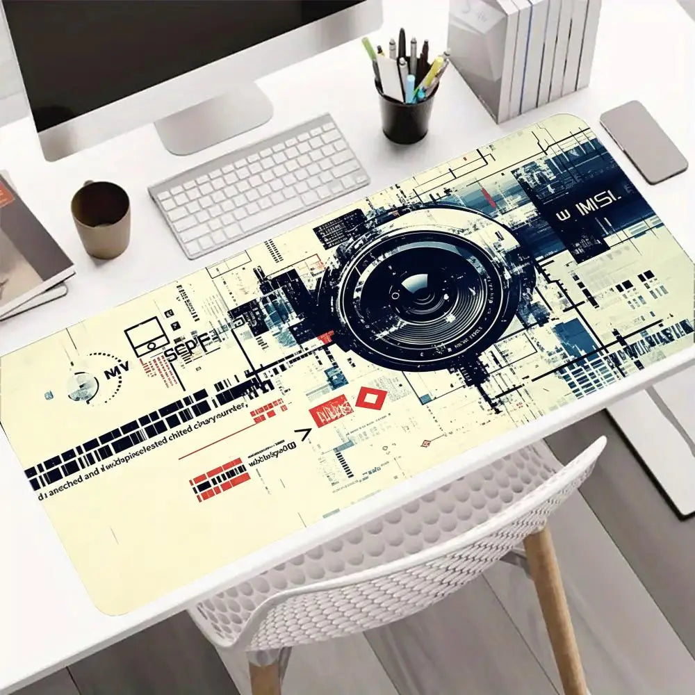 Camera Lens Large Desk Mat,Durable Non Slip Lock Edge Rubber Base Mouse Pad for Home Office PC Layout Keyboard Daily Placement