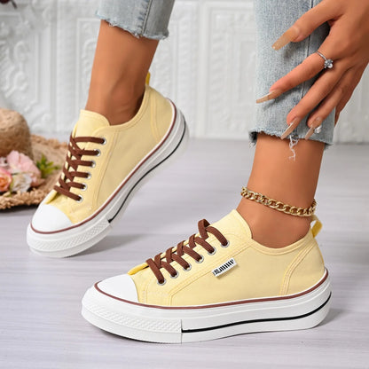Fashion Candy Color New Casual Women's Sneakers 2026 New Solid Color Comfortable Thick Soled Shoes for Women Tênis Feminino