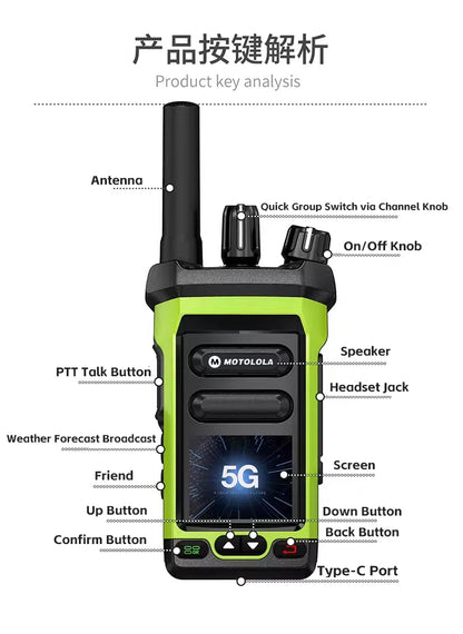 4G LTE Mini Android Walkie Talkie PTT Long Range 5000Km Intercom Sim Card Compatible POC-Global Radio