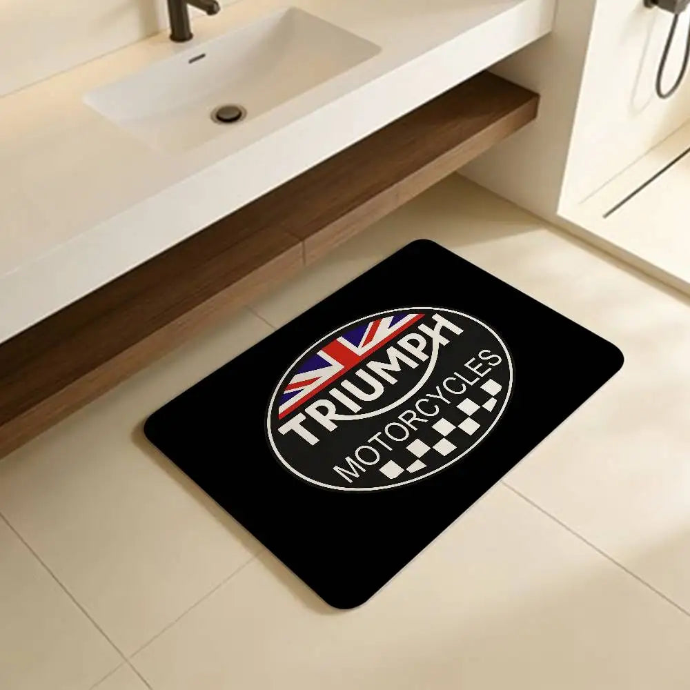 T-Triumph Motorcycle Logo Room Mats Retro Multiple Choice Living Room Kitchen Rug Non-Slip Welcome Rug