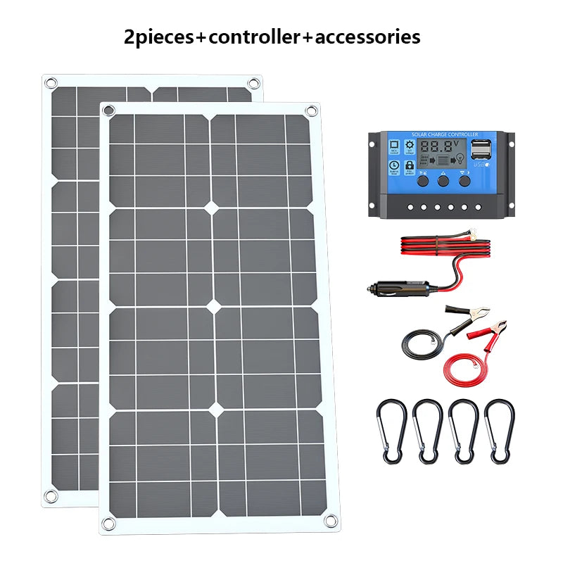 600W Solar Panel Kit 12V/18V with Controller - Portable High-Efficiency Charger for Camping RV Phone Power Station Off-Grid