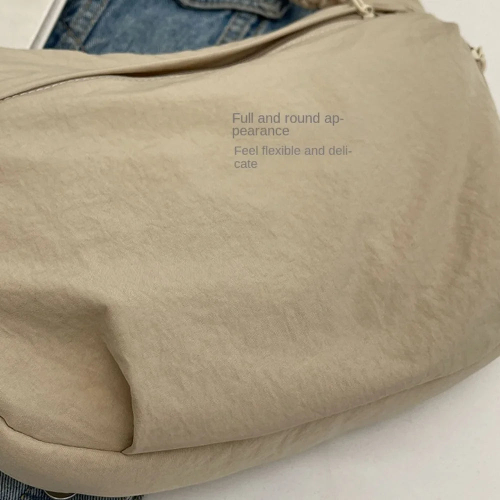 New Fashion Canvas Crossbody Bags Korean Simplified Shoulder Bag Large Capacity Sports Hobos Bag Solid Color Dumpling Bag