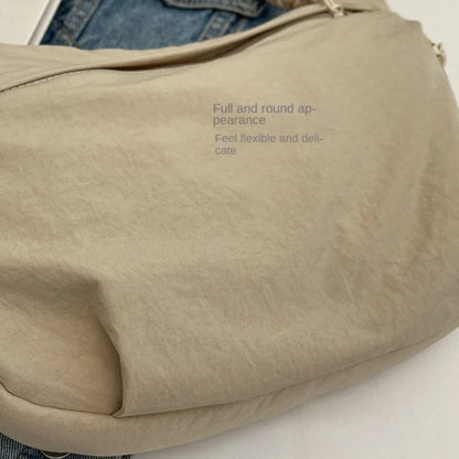 New Fashion Canvas Crossbody Bags Korean Simplified Shoulder Bag Large Capacity Sports Hobos Bag Solid Color Dumpling Bag