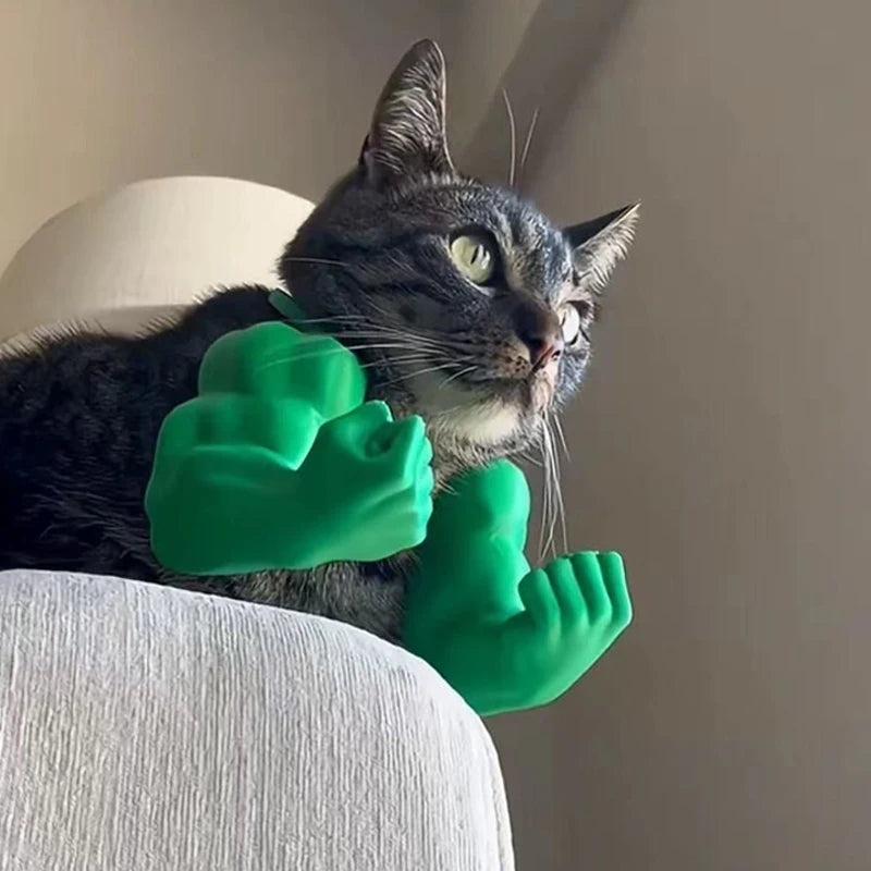 Funny Cat Muscle Arm 3D Printed Invincible Hulk Arm Pet Interactive Neck Hanging Toy Cosplay Costume Props Dog Accessories