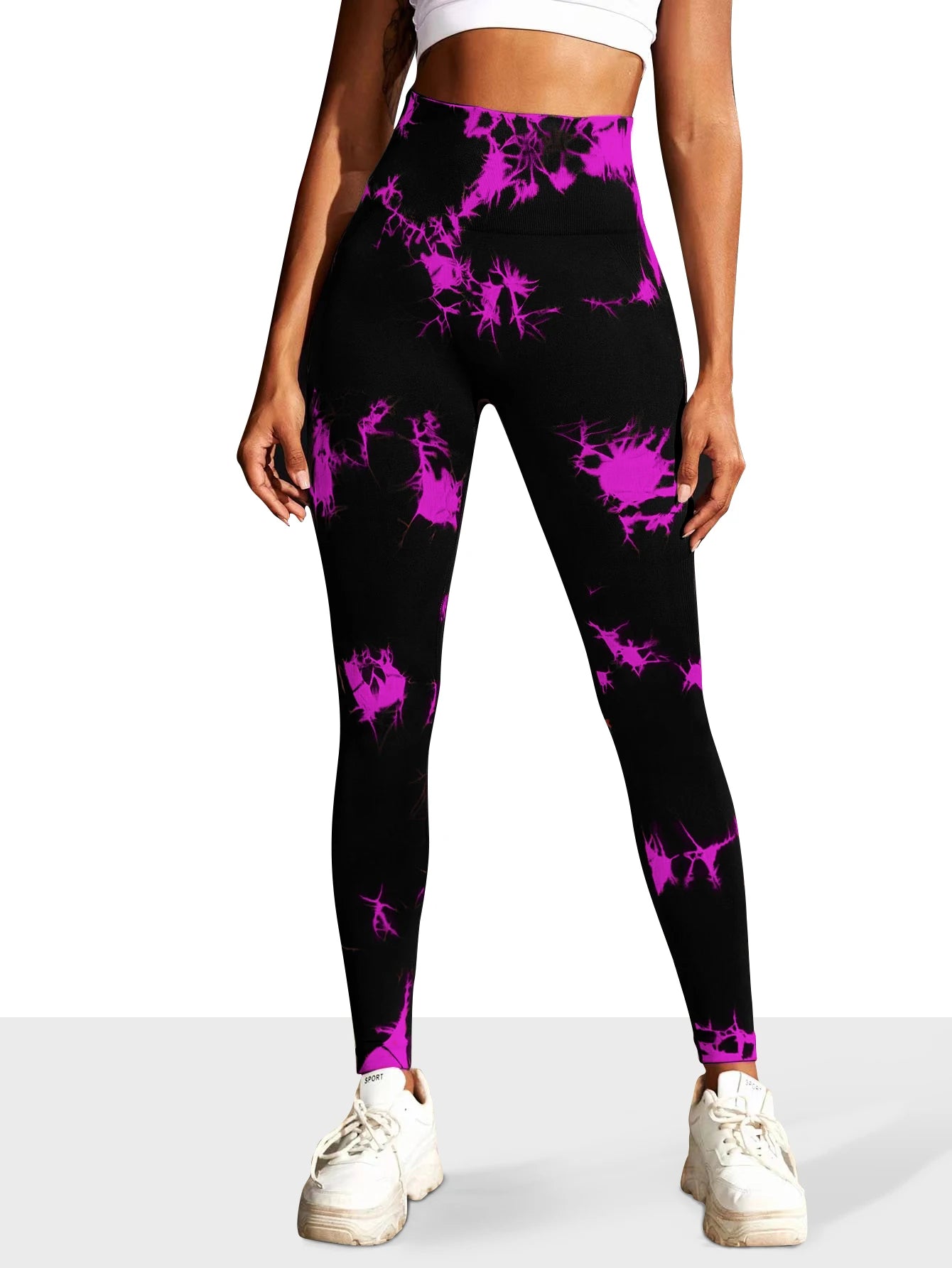 Women's Tie dye Seamless High-Waisted Yoga Pants Tummy Control Belly Band Pants Comfortable Stretchy Leggings for Women