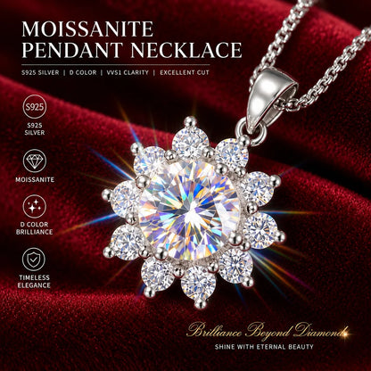 Luxury 1 Carat Moissanite Necklace Pendant D Color VVS1 S925 Sterling Silver Chain Women Engagement Wedding Jewelry With GRA