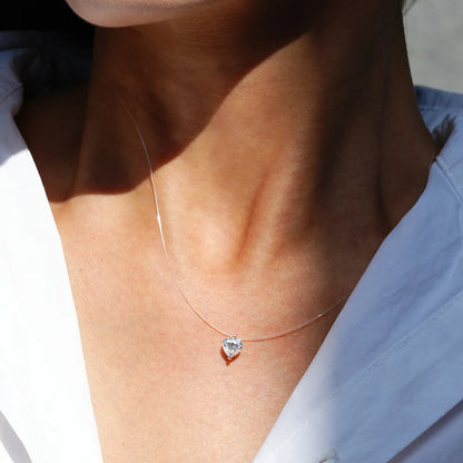 EWYA GRA Certified 1CT Marquise Cut Moissanite Pendant Necklace for Woman 925 Silver Fishing Line Water Drop Diamond Necklaces