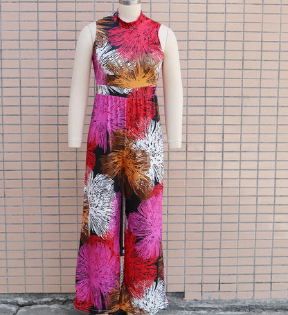 Slim Fitting Printed Sleeveless Women's Jumpsuit 2023 Spring New Casual Pants Rompers