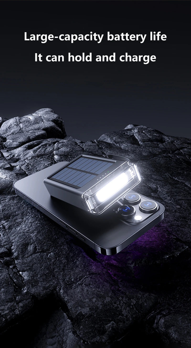 Lenovo 50000mAh Fast Charging solar compact portable LED light mobile power bank built-in cable power bank suitable for iPhone