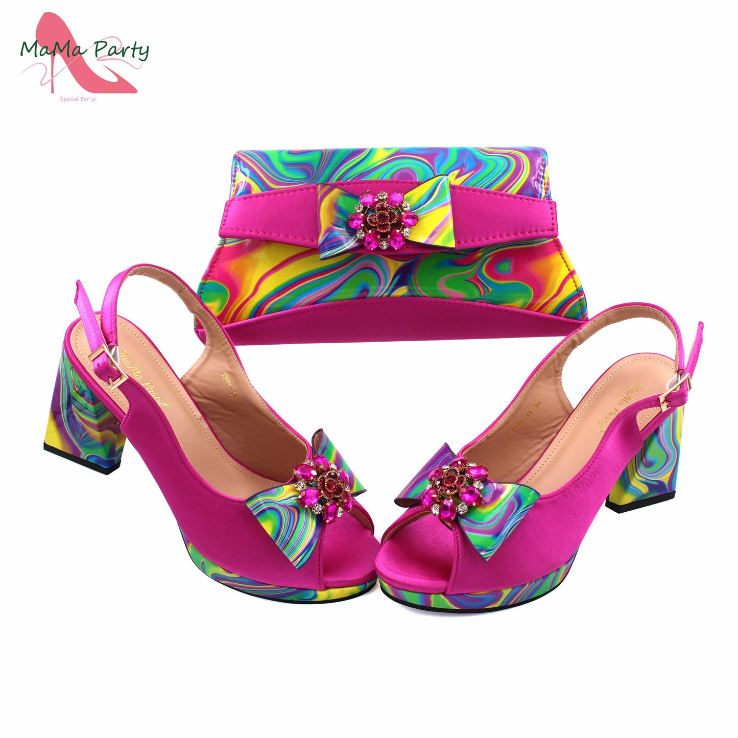 2024 New Design Italian Women Shoes and Bag to Match in Super High Heels in Yellow African Ladies Sandals for Wedding Party