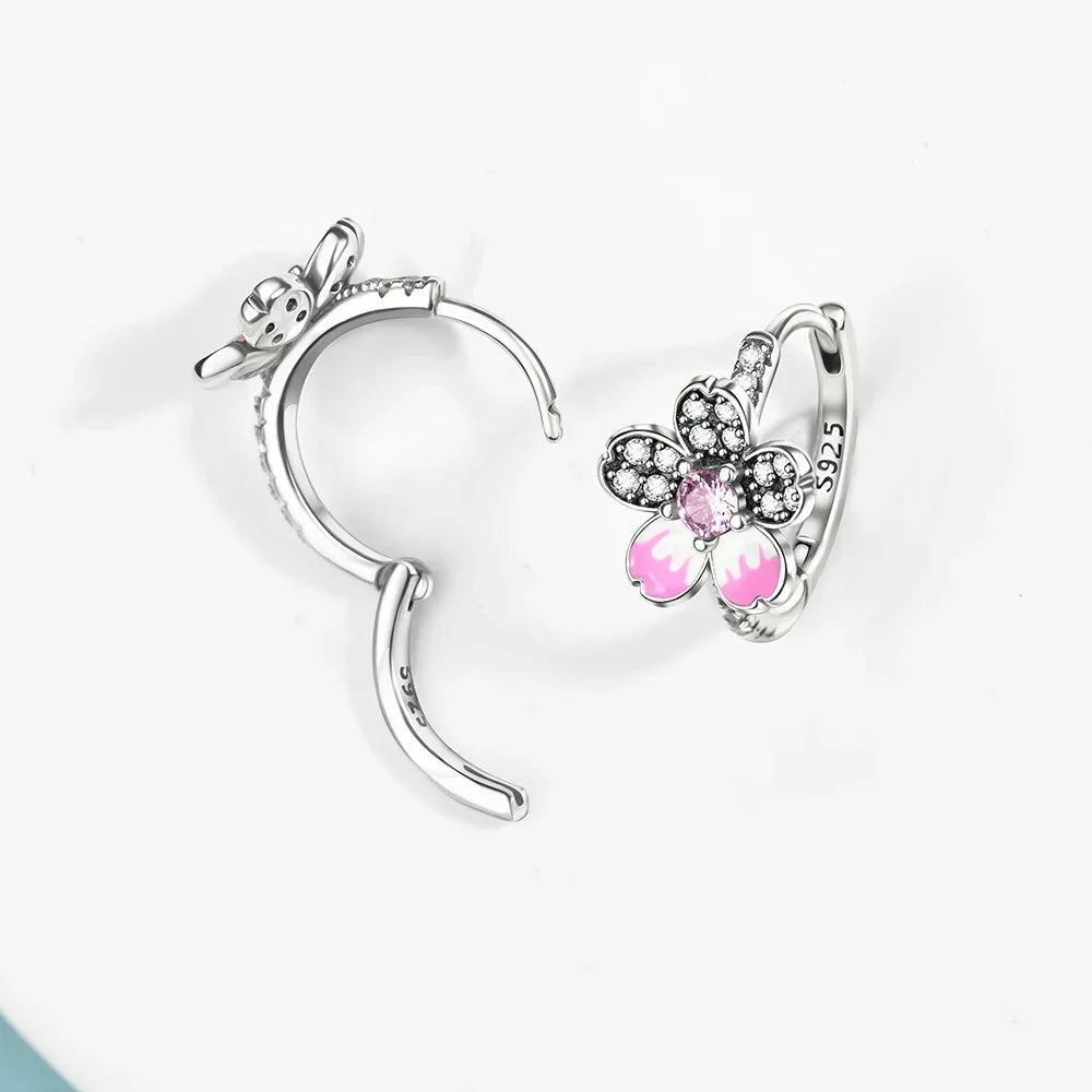 Original 925 Sterling Silver Luxury Bow Flower Shaped Clover Rose Pendant Earrings Elegant Mature Women Delicate Jewelry Gift