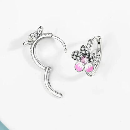 Original 925 Sterling Silver Luxury Bow Flower Shaped Clover Rose Pendant Earrings Elegant Mature Women Delicate Jewelry Gift