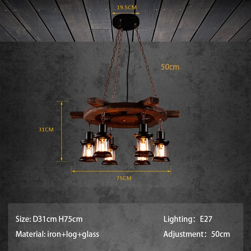Classical Industrial Iron LED Wheel Pendant lights Metallic lustre Hanging Lamps Bar decoration Suspend Lamps Cafe Pendend Lamps
