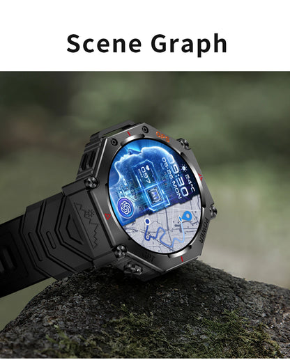 New Military Real GPS Smart Watch Men 10ATM IP69K Waterproof Swim Sports Watches Flashlight Bluetooth Call AMOLED HD Smartwatch