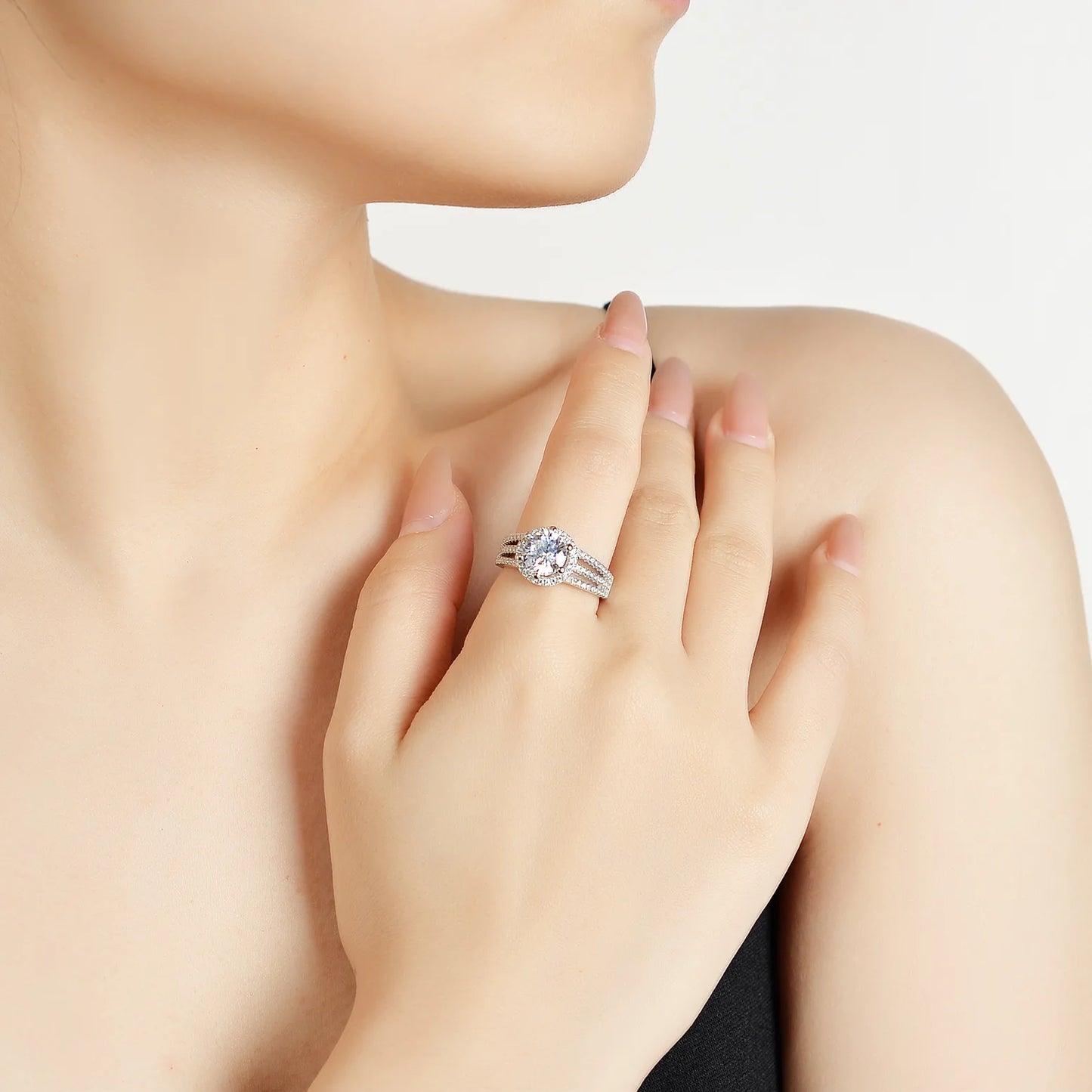 PT950 Platinum Three-Row Ring - 2 Carat Moissanite with Stylish Craftsmanship, Women's Trendy Jewelry