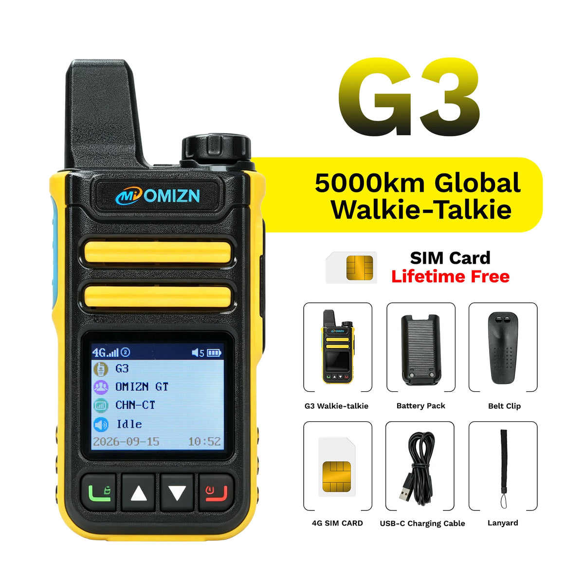 OMIZN Walkie Talkie 4G Global Signal Radio 5000 Km POC Radios Long Range Camping Waterproof IP65 Portable Distance Calling G3