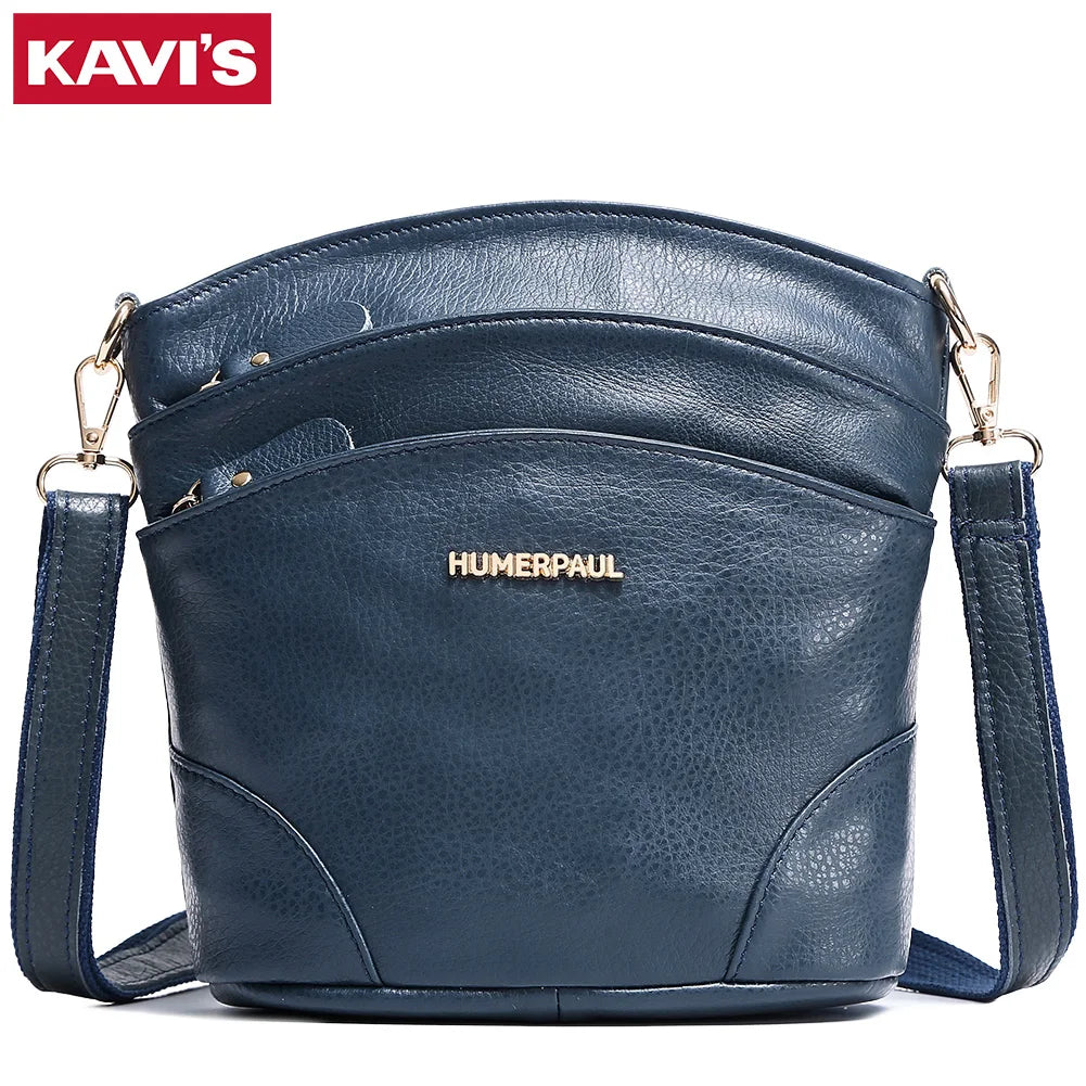100% Genuine Leather Women Messenger Bags Casual Cell Phone Purse with Adjustable Strap Multiple Pockets Crossbody Shoulder Bag