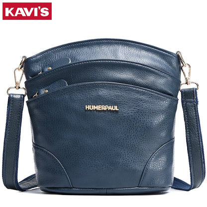 100% Genuine Leather Women Messenger Bags Casual Cell Phone Purse with Adjustable Strap Multiple Pockets Crossbody Shoulder Bag