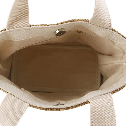 New·Elegant Ladies Straw Woven Handbag Women Holiday Beach Casual Tote Top-Handle Bags Fashion Retro Shoulder Bags·