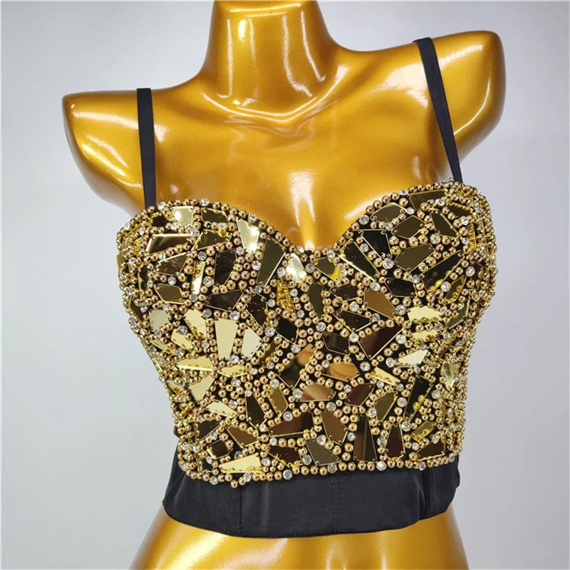 Quality Pearl Tank Tops Rhinestone Women Crop Top Club Clothes Streetwear Y2K Corset Woman Shaper Camis Fashion Feamale Clothing