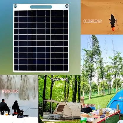 5V Flexible Solar Panel Charger Dual USB Solar Battery Charger for Mobile Phones and Camping with Polysilicon Wear Material
