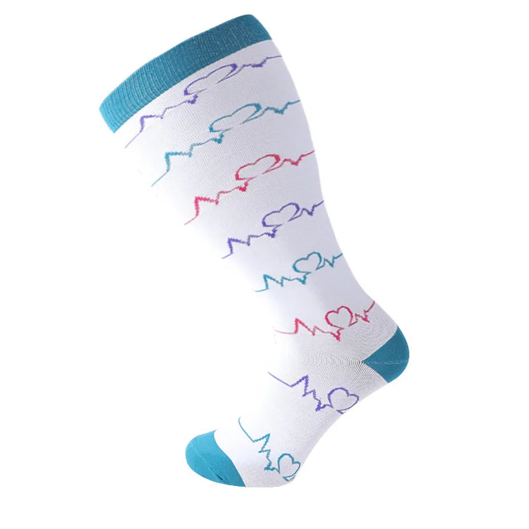 1Pair Plus Size 2XL-7XL New Compression Socks Unisex Wide Calf Knee High Compression Stockings Support for Circulation Nurses