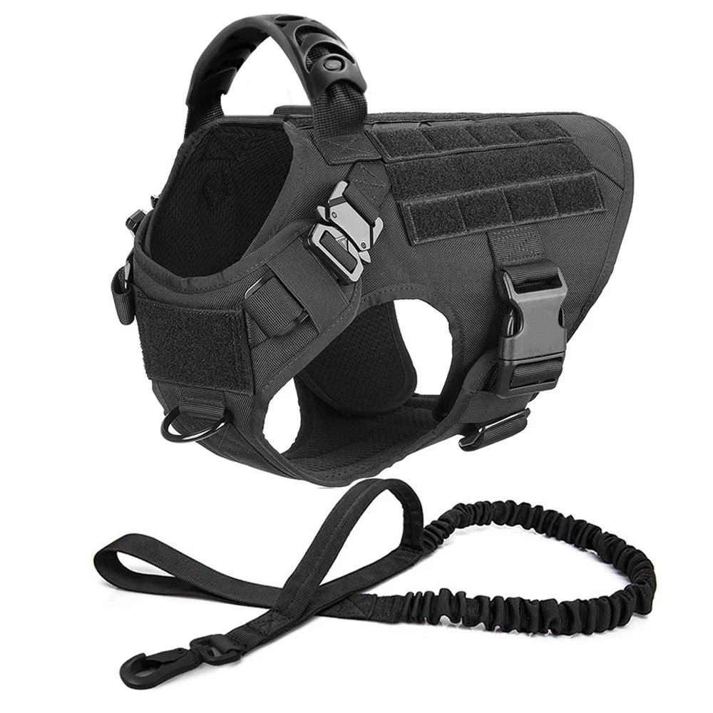Dog Harness for Large Dogs Leash Collar Molle Pouch Military Harnesses French Bulldog Pet Tactical Training Vest Dog Accessories
