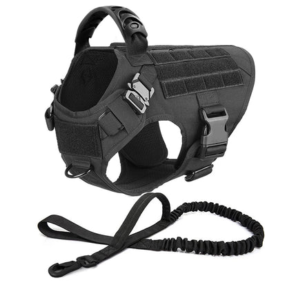 Dog Harness for Large Dogs Leash Collar Molle Pouch Military Harnesses French Bulldog Pet Tactical Training Vest Dog Accessories