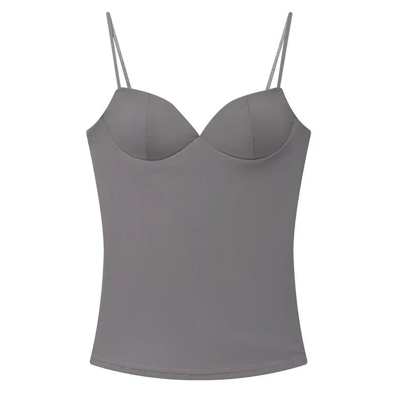 HXAO Woman Tops Corset Crop Top Women Sleeveless Black Brown Top With Straps Camisole Bodycon Backless Sexy Tops Bustier