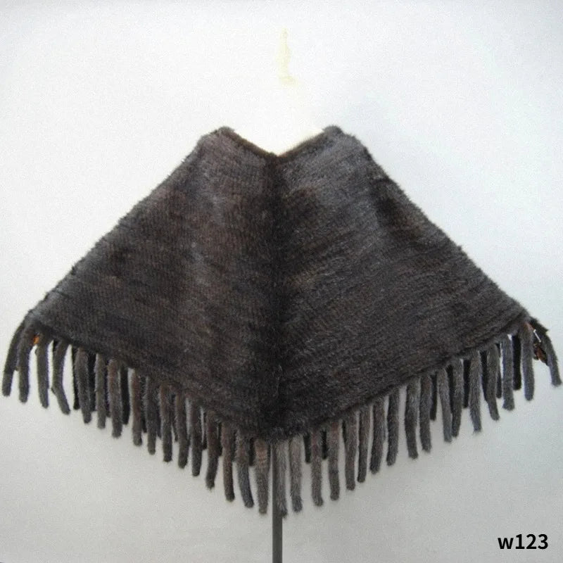 2025 New Fashion Genuine Mink Fur Shawl With Hood Winter Mink Fur Jacket Knitted Real Mink Fur Poncho For Women Natural Fur Wrap