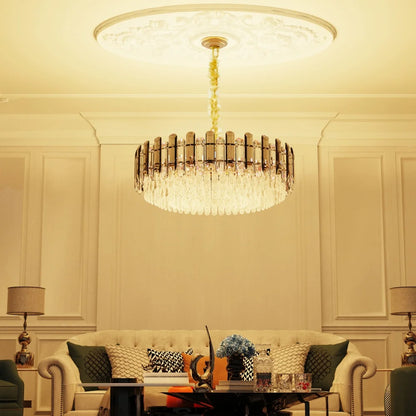 Modern K9 Crystal Chandelier Round Ceiling Fixtures Pendant Lights Living Room Bedroom