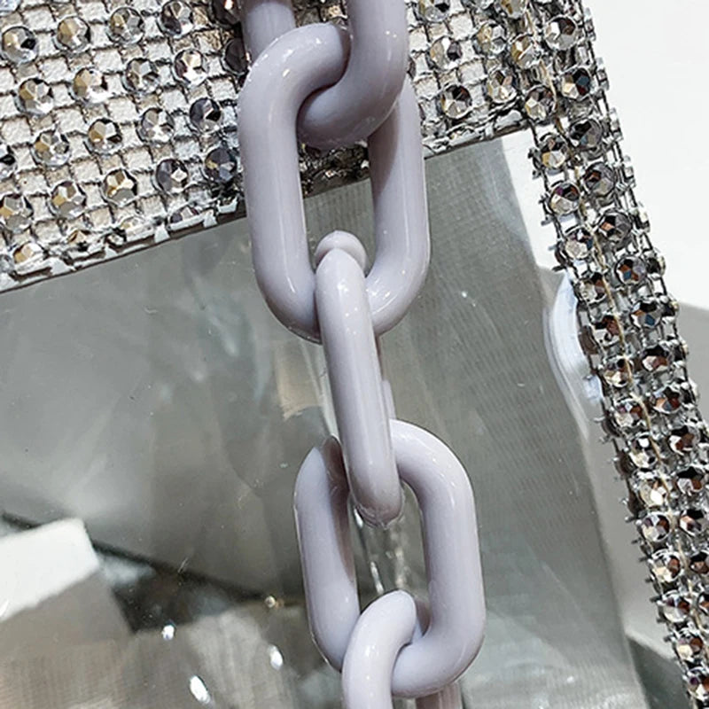 2026 NEW Transparent Shoulder Bag New Chain Handbag Fashionable Diamond Inlaid Jelly Bag PVC Women Crossbody Bag