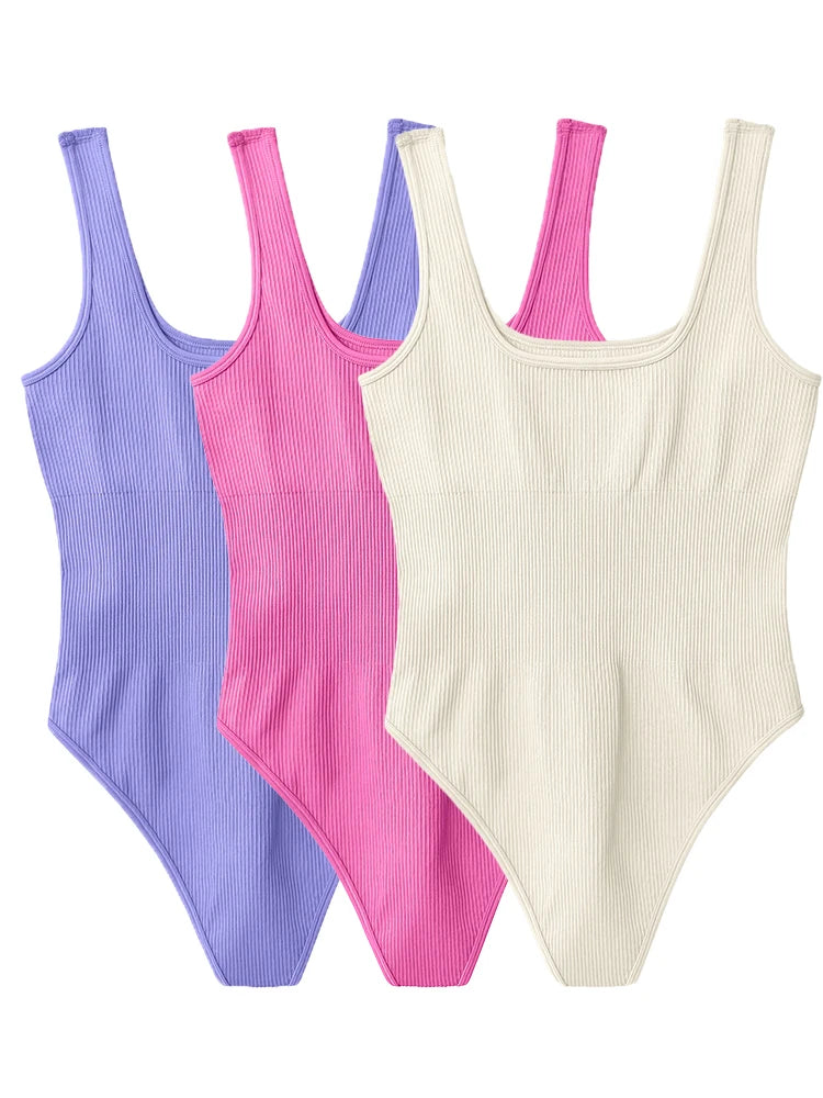 New Trend Solid Color Women's Bodysuit Sexy Sleeveless Tank Top Body Shaping Clothing Yoga Gym Workout One Piece Bodysuit