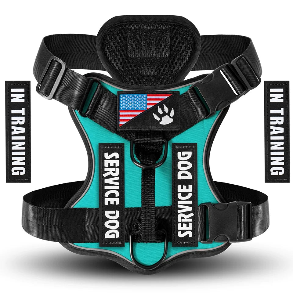 Service Dog Harness, No Pull Reflective Adjustable Pet Vest, Handle & Patches, Breathable Mesh, Easy On-Off for Small Large Dogs