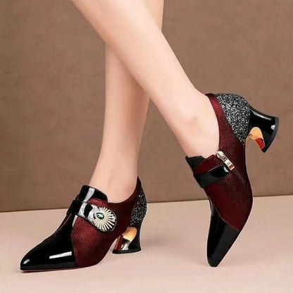 2026 Zapatos De Mujer Women Cute Green Pu Leather Pointed Toe High Heel Shoes Lady Classic Black Office Pumps Sapatos Femininas