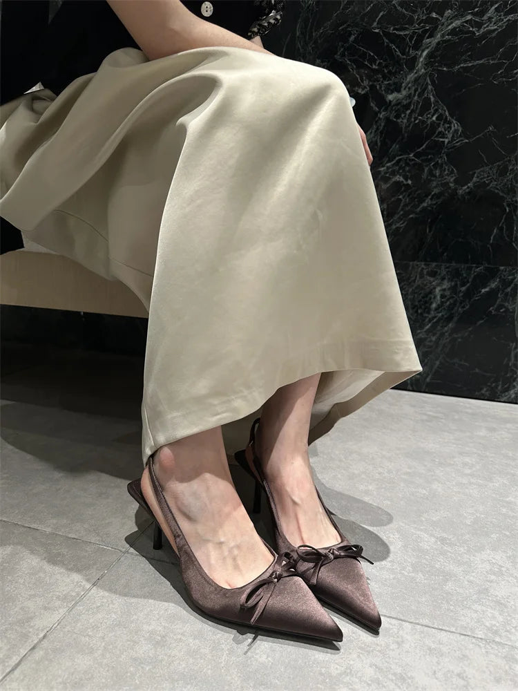 Designer Luxury Summer Women Sandals Fashion Pointed Toe Butterfly-knot Shoes Ladies Elegant High Heels Party Club Sandalias