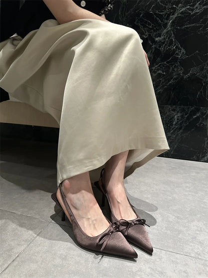 Designer Luxury Summer Women Sandals Fashion Pointed Toe Butterfly-knot Shoes Ladies Elegant High Heels Party Club Sandalias