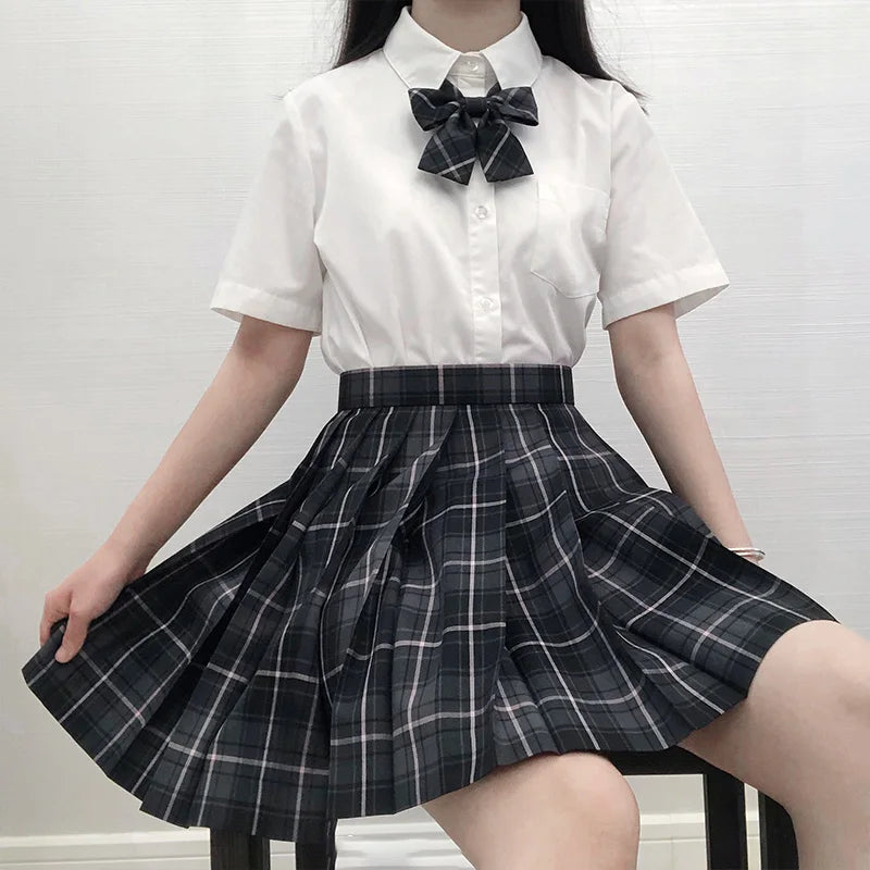 Japanese Bow Tie Skirt Set Student Pleated Skirt Jk Uniform Korean School Sexy Girl Preppy Style Seifuku Japanese School Uniform