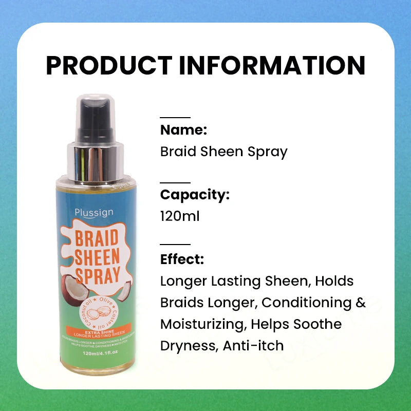 1Pcs Braid Sheen Spray With Coconut Oil For Dreadlocks Care 4oz Scalp & Hair Oil For Nourish Scalp Extra Shine Hair Care Spray