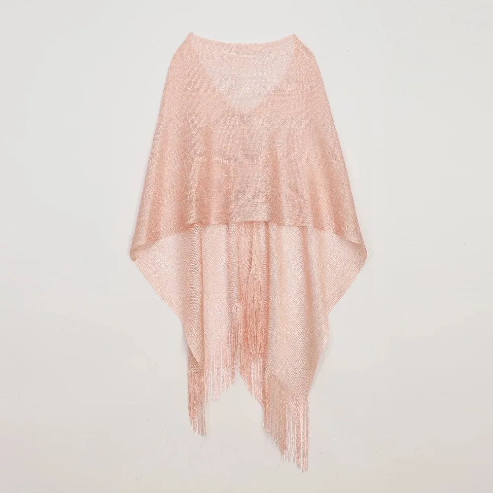 Summer Sun Protection Scarf Gold Silver Tassels Wedding Scarf Elegant Temperament Dresses Shawls for Women