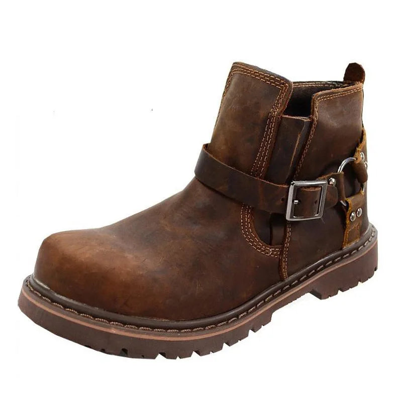 Waterproof Leather Motorcycle Boots Men Brown Motocross Street Riding Shoes Retro Motorcycle Protection Boots