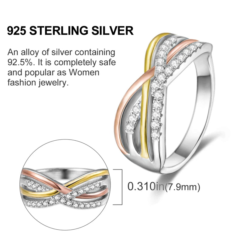Original 925 Sterling Silver Ring Colorful Diamonds Cubic Zircon Finger Ring For Women Jewelry Wedding Engagement Birthday Gift