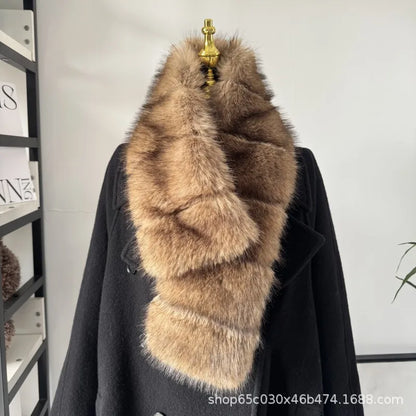 Thick Fashionable Plush Scarf Women's Imitation Mink Fur Y2K Girl Scarf for Warm Ladies Faux Raccoon Fur Scarf