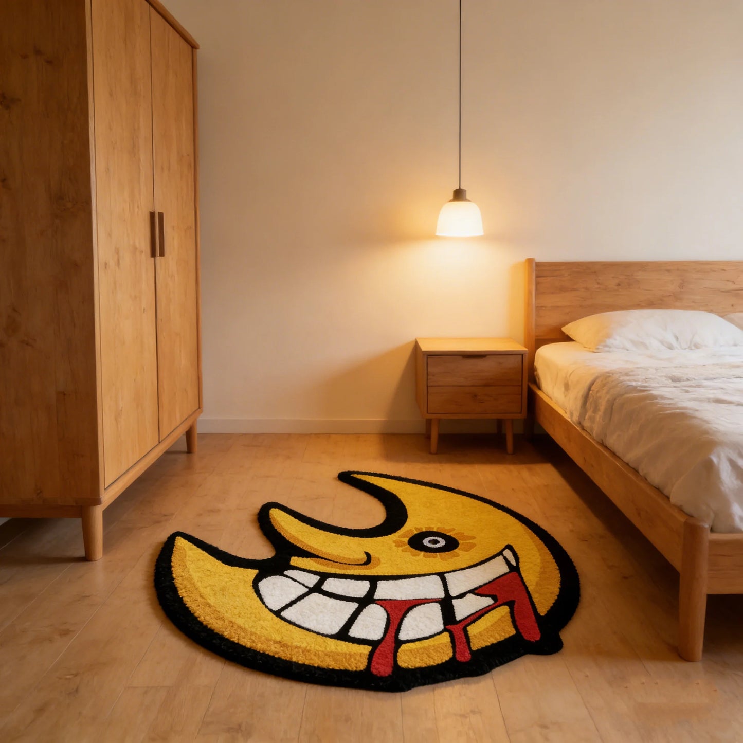 VIKAMA Anime Soul Eater Moon Shaped Area Rug Non Slip Soft Cartoon Floor Mat for Living Room Bedroom Kids Room Rug