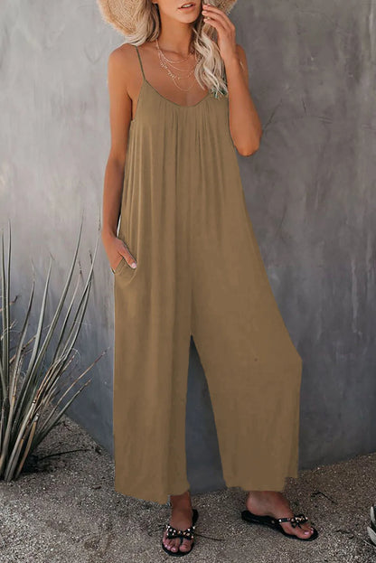 2026 High-Quality Strap Summer New Thick Pure Color Pocket Casual Women's Overall Pants
