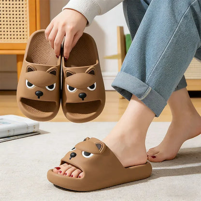 Summer Soft EVA Husky Slippers for Adults Indoor Outdoor Anti Slip Couple Shoes 2026 Men Thick Sole Summer Beach Slides Sandals