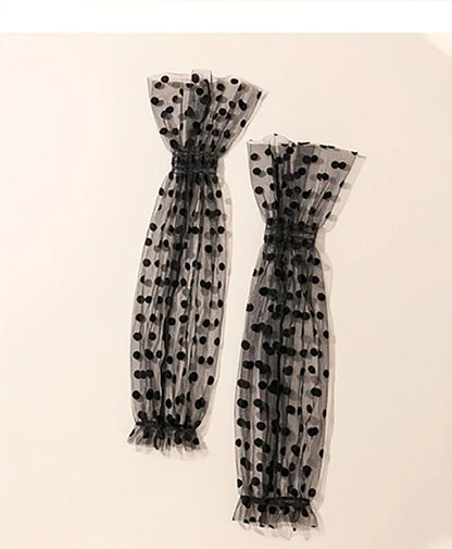Summer Thin Mesh Sun Protection Sleeve for Women's Dress Decoration, Long Sleeve for Wedding Dress Accessories, Black Dots