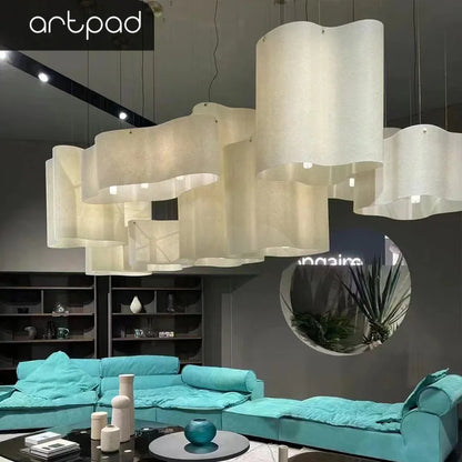 Designer Cloud Pendant Light for High Ceiling Lobby Wabi Sabi LED Hanging Chandelier For Parlor Restaurant Hotel Project Lights