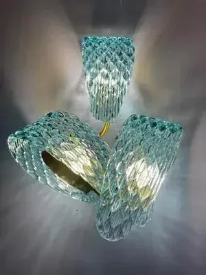 Modern Blue Glass Led Pendant Lamp Copper Designer Hanging Chandeliers for Living Room Bar Bedroom Suspension lustre Lights
