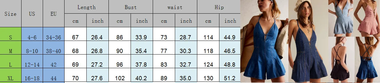 Women Summer Y2K Retro V-Neck Denim Shorts Jumpsuits Cross Bow Tied Zip-up Backless Loose Wide Leg Flare Playsuit Cute Rompers